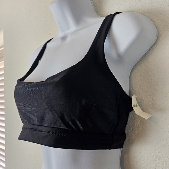 NWT Aerie Black Banded Wide Strap Bikini Swim Top Size Large - Picture 3 of 11